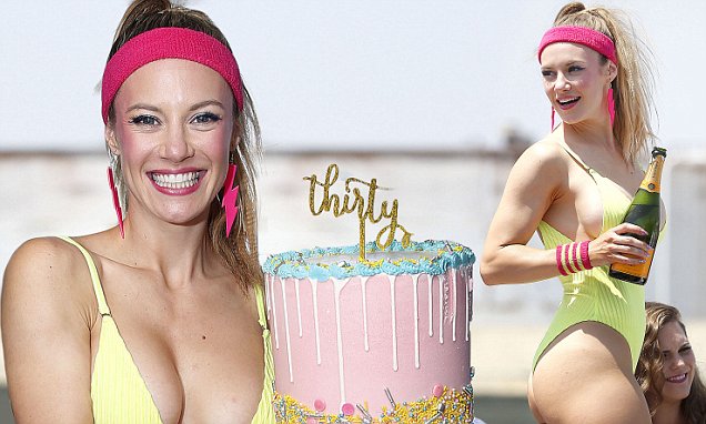 Danielle Savre flaunts her cleavage celebrating her 30th birthday party